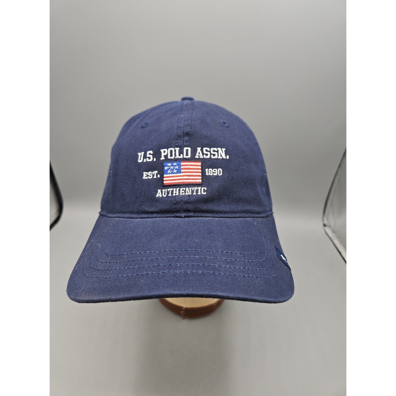 Us Polo Assn 1890 Authentic Navy Blue Flag Patriotic Strapback Dad Hat Cap